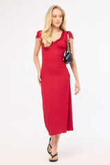 Perfect Stranger Mimsy Short Sleeve Midi Dress Red