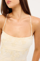 Luck & Trouble Nala Lace Up Back Maxi Dress Cream