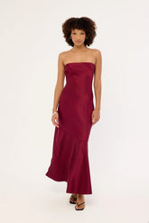 Perfect Stranger Hallie Strapless Maxi Dress Burgundy
