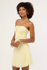 Perfect Stranger Billie Halter Mini Dress Lemon