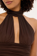 Perfect Stranger Carmin Halter Mini Dress Brown