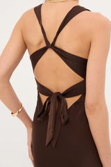 Perfect Stranger Ellie Twist Front Maxi Dress Brown