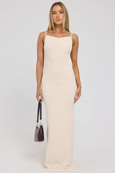 Luck & Trouble Sunset Soiree Knit Midi Dress Nude