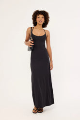 Luck & Trouble Arli Lace Up Back Maxi Dress Black