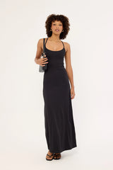 Luck & Trouble Arli Lace Up Back Maxi Dress Black