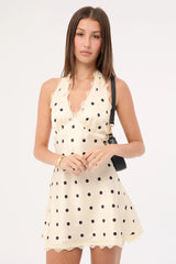 Lioness Stars Align Mini Dress Cream Polka