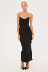 Perfect Stranger Aveline Strapless Corset Maxi Dress Black
