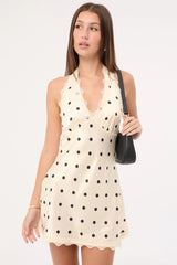 Lioness Stars Align Mini Dress Cream Polka