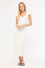 Perfect Stranger Mimsy Short Sleeve Midi Dress White