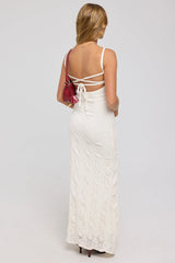 Luck & Trouble Soraka Lace Up Back Midi Dress White