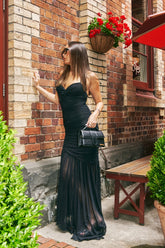 Luck & Trouble Mae Recycled Mesh Maxi Dress Black