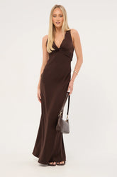 Perfect Stranger Ellie Twist Front Maxi Dress Brown