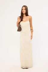 Luck & Trouble Nala Lace Up Back Maxi Dress Cream