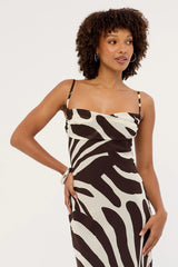 Perfect Stranger Drift Chiffon Maxi Dress Brown Print