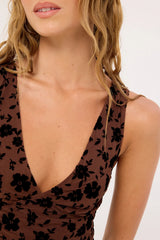 Motel Gabriella Midi Dress Garden Floral Brown