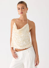 Amelita Sequin Top - Ivory