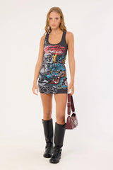 Neovision Yokai Lace Back Tank Mini Dress Washed Black