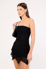 Luck & Trouble Sasha Strapless Asymmetrical Mini Dress Black