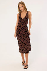 Motel Gabriella Midi Dress Garden Floral Brown