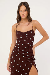 Perfect Stranger Naya Polka Maxi Dress Blue/Brown Polka