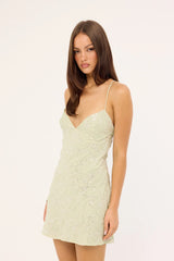 Luck & Trouble Mirabel Tie Back Mini Dress Sage