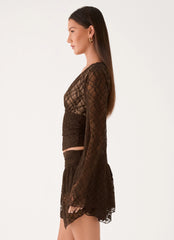 Avelora Lace Top - Chocolate