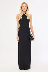 Perfect Stranger Isla Halter Twist Maxi Dress Black