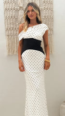 Bonnie Maxi Dress - Brown Polka