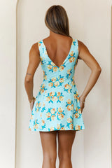 Sunlit Petal Mini Dress Blue