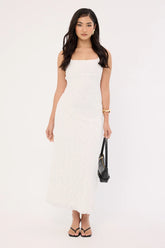 Luck & Trouble Aster Halter Tie Back Maxi Dress White