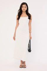 Luck & Trouble Aster Halter Tie Back Maxi Dress White