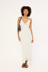 Perfect Stranger Mademoiselle Maxi Dress White Polka Print