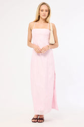 Luck & Trouble Belle Lace Up Back Maxi Dress Pink