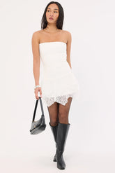 Luck & Trouble Sasha Strapless Asymmetrical Mini Dress White