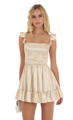Fit and Flare Dress in Champagne