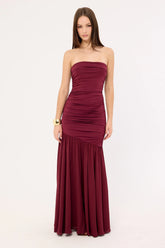 Sndys The Label Neve Strapless Maxi Dress Cranberry
