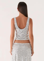 Evodia Sequin Tank Top - Silver
