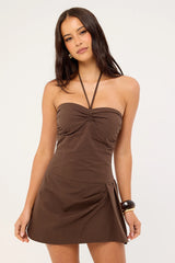 Lioness Dreamscape Halter Mini Dress Chocolate