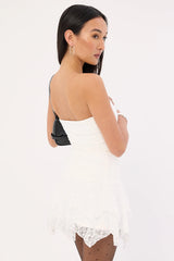 Luck & Trouble Sasha Strapless Asymmetrical Mini Dress White