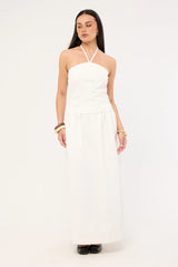 Perfect Stranger Morella Halter Maxi Dress White