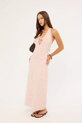 Luck & Trouble Skye Halter Midi Dress Pink