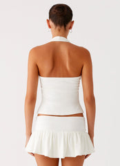 Vegas Nights Halter Neck Top - White