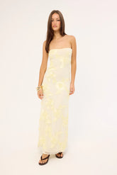 Luck & Trouble Mai Strapless Maxi Dress Butter Yellow