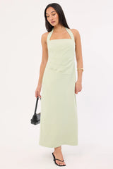 Perfect Stranger Lucette Halter Suiting Midi Dress Mint