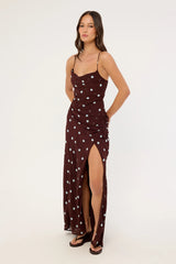 Perfect Stranger Naya Polka Maxi Dress Blue/Brown Polka