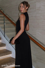 Perfect Stranger Rosewood High Neck Maxi Dress Black