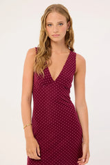 Motel Gabriella Midi Dress Basic Polka Flock Berry