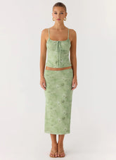 Bahama Low Rise Midi Skirt - Blurred Lime
