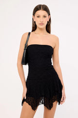 Luck & Trouble Sasha Strapless Asymmetrical Mini Dress Black