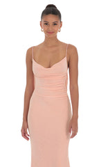 Lace Open Back Maxi Dress in Pink